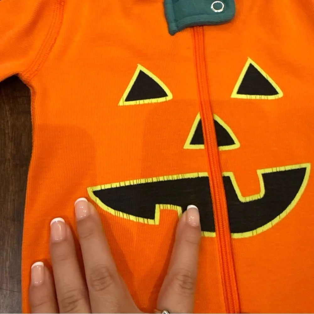 Hanna Andersson Baby Zip Sleeper Jack-O-lantern Halloween Pumpkin size 3-6 Month
